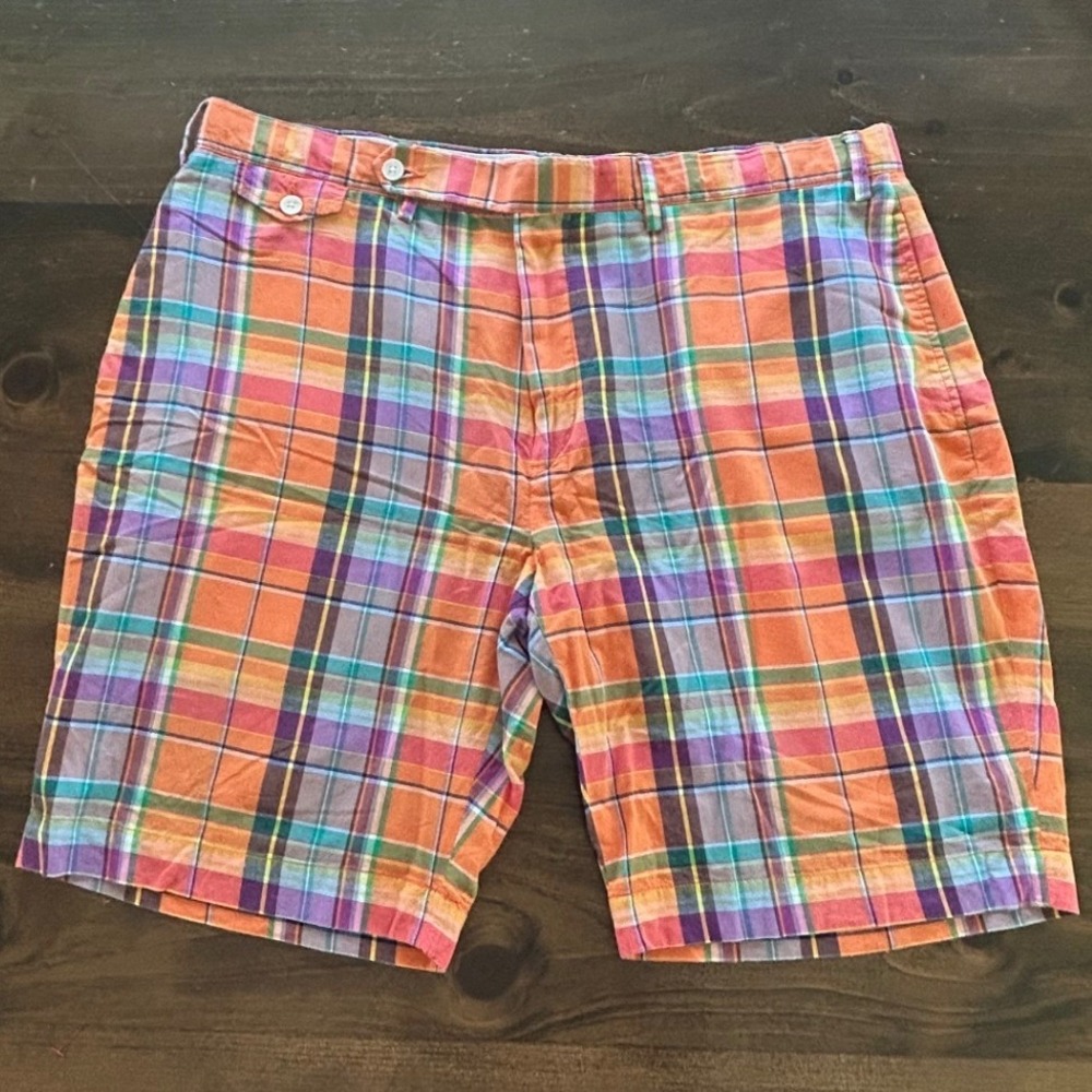 Vintage Polo Ralph Lauren Shorts 40 Plaid Cotton Preppy Coastal Ivy League 90s